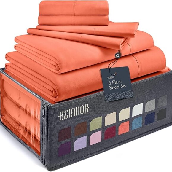 New King Size Bed Sheets Set - Silky Soft Full Sheet Set - Luxury 6 Piec… - Picture 1 of 11